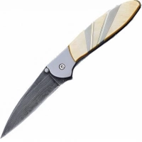 Полуавтоматический складной нож Santa Fe Kershaw Leek, дамасская сталь, рукоять сталь с накладкой из перламутра купить в Севастополе