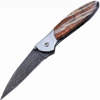 Полуавтоматический складной нож Santa Fe Kershaw Leek, дамасская сталь, рукоять сталь с накладкой из зуба мамонта купить в Севастополе