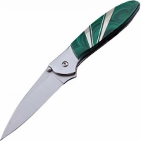 Полуавтоматический складной нож Santa Fe Kershaw Leek, сталь 14C28N, рукоять сталь с накладкой из малахита купить в Севастополе