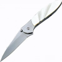 Полуавтоматический складной нож Santa Fe Kershaw Leek, сталь 14C28N, рукоять сталь с накладкой из перламутра купить в Севастополе