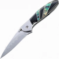 Полуавтоматический складной нож Santa Fe Kershaw Leek, сталь D2/14C28N, рукоять сталь с накладкой из зуба мамонта купить в Севастополе