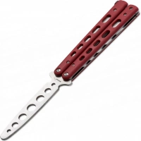 Тренировочный нож-бабочка (балисонг) Balisong Trainer, Boker Plus 01BO712, клинок из нержавеющей стали Zero-ground Plain (без заточки), рукоять стеклотекстолит G10, красный купить в Севастополе